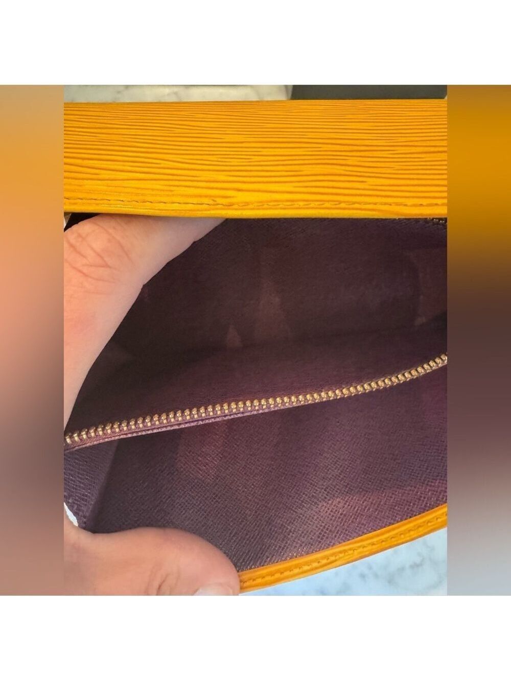 Louis Vuitton - Authentic - Yellow Epi Long Wallet w/Purple Interior - EUC - Picture 9 of 10